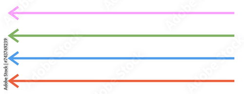 Left long colored arrow editable stroke vector set