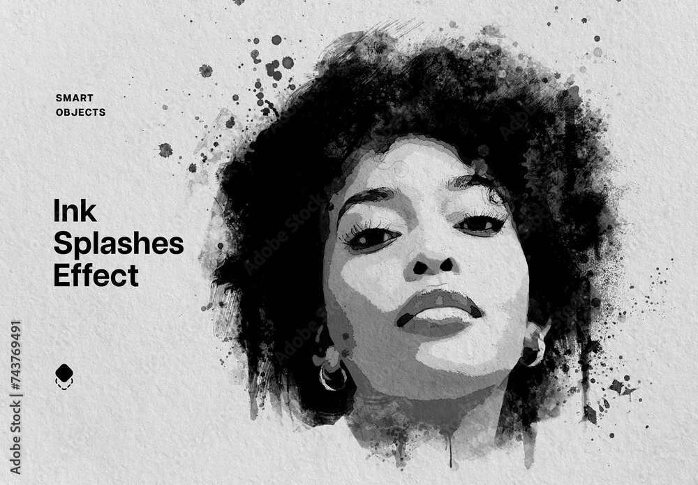 Ink Splashes Photo Effect Mockup With Generative AI Preview Stock ...