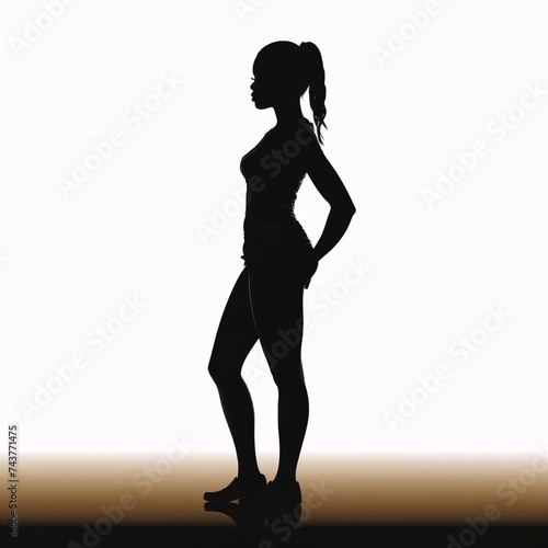 Black silhouette, tattoo of a young woman on white isolated background. Vector.