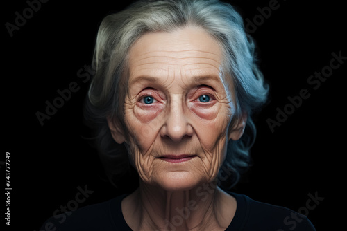 Woman with wrinkles and black shirt on. © valentyn640