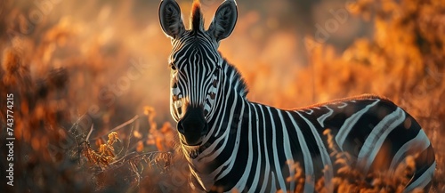 Zebra in the savannah at sunset © Darcraft