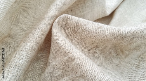 Close up of beige fabric textile background. Ai generative. 