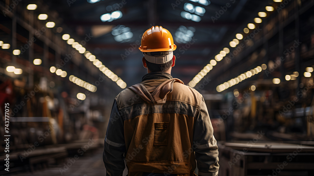 a worker in a hardhat wearing a hardhat in an industrial warehouse a worker in a hardhat wearing a hardhat in an industrial warehouse