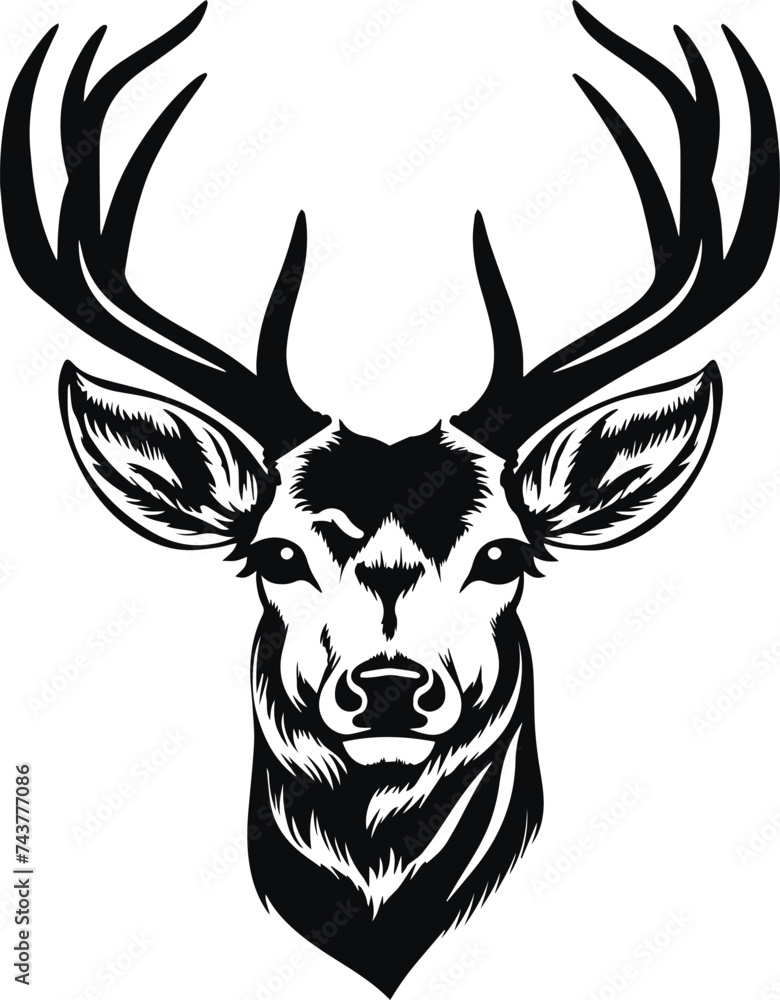 Fototapeta premium Deer head icon, deer head logo, Deer Hunting logo Vector illustration on a white background