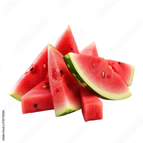 Slices of watermelon isolated on transparent background. Juicy slices of watermelon.