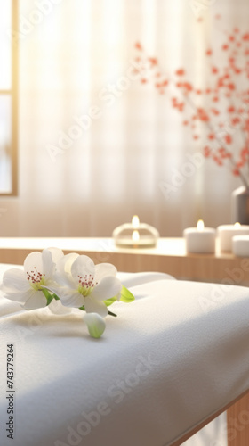 Orchids Adorning a Spa Massage Table