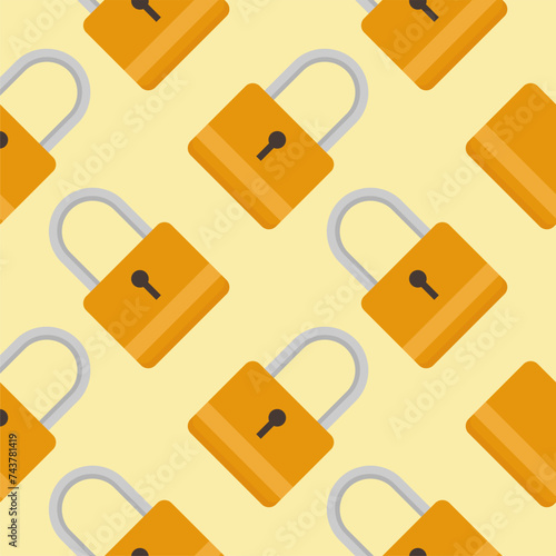 Yellow padlocks. Seamless pattern with colorful locks on a color background. Vector Cyber attack security pattern seamless with keylock