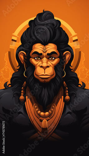 Vector iconic logo of lord Hanuman