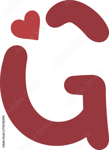 cute heart letter g