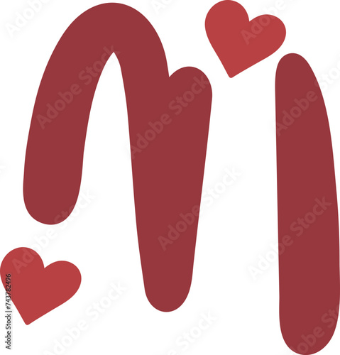 cute heart letter m