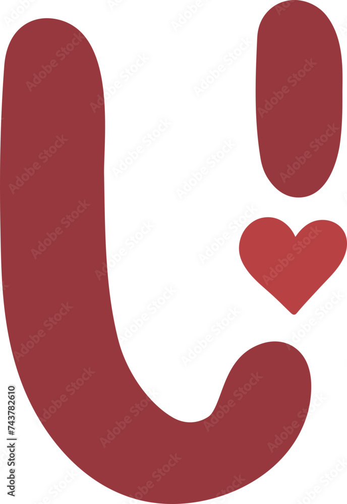 cute heart letter u