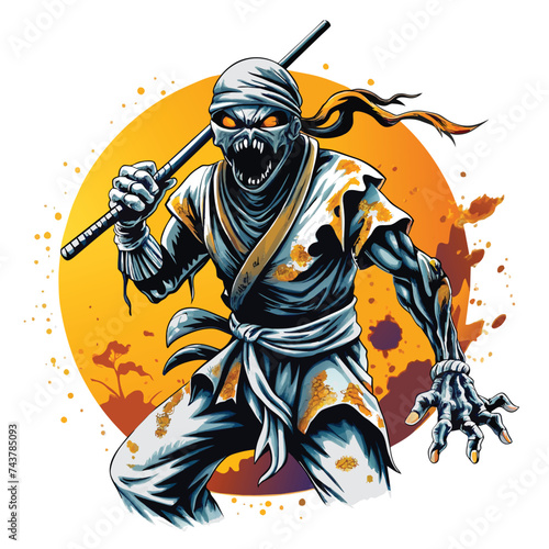 illustration ninja for tshirt design