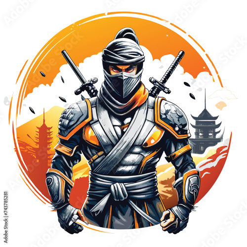 illustration ninja for tshirt design