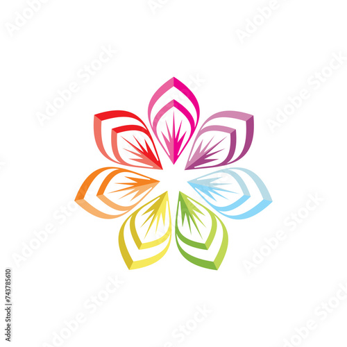 Traditional colorful floral pattern logo design mandala luxury template