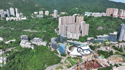 Cyberport Pok Fu Lam Aberdeen HKU is Hong Kong digital technology flagship and entrepreneurship incubation base, creating new economic power and flourishing innovation ecosystem,aerial drone Skyview photo