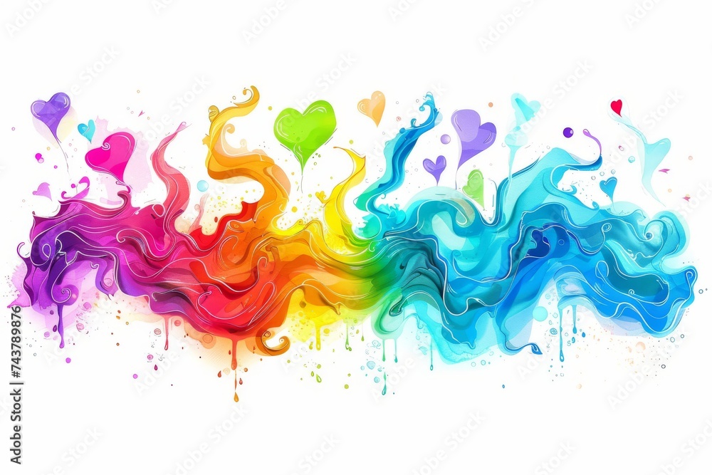 Fototapeta premium LGBTQ Pride novosexual. Rainbow candy apple colorful rainbow diversity Flag. Gradient motley colored lgbtq+ activism LGBT rights parade festival beige diverse gender illustration