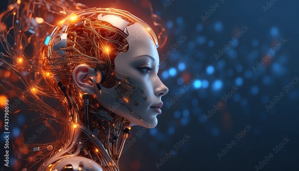 Artificial intelligence portrait, intelligent creature concept Artificial intelligence portrait, intelligent creature concept