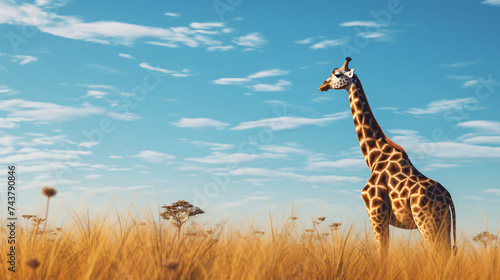 A Giraffe In The Grassland [COPY SPACE]