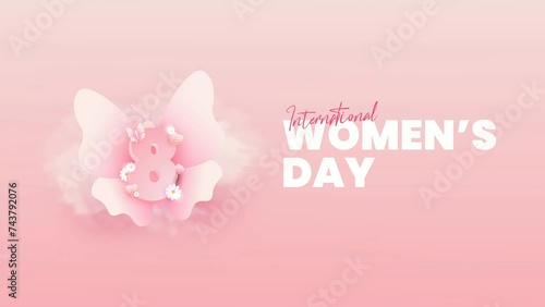 Animation of international women's day in pastel pink colors