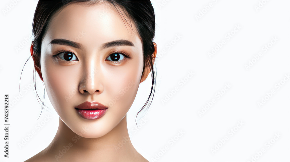 Beautiful young asian woman with clean fresh skin on white background, Face care, Facial treatment, Cosmetology, beauty and spa, Asian women portrait. Beautiful young asian woman with clean fresh skin on white background, Face care, Facial treatment, Cosmetology, beauty and spa, Asian women portrait.