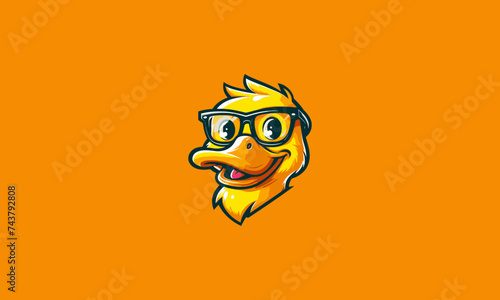 head duck wearing sun glass smile vector mascot flat design