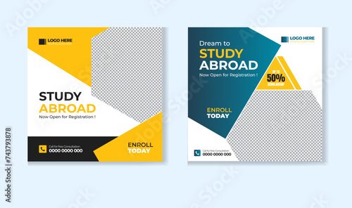 Study abroad social media post design template