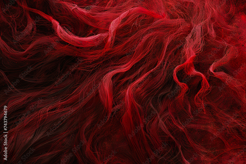 Fiery Red Threads of Intricacy - obrazy, fototapety, plakaty 