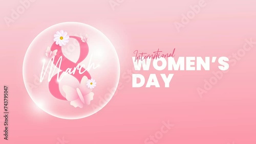 Animation of international women's day in pastel pink colors