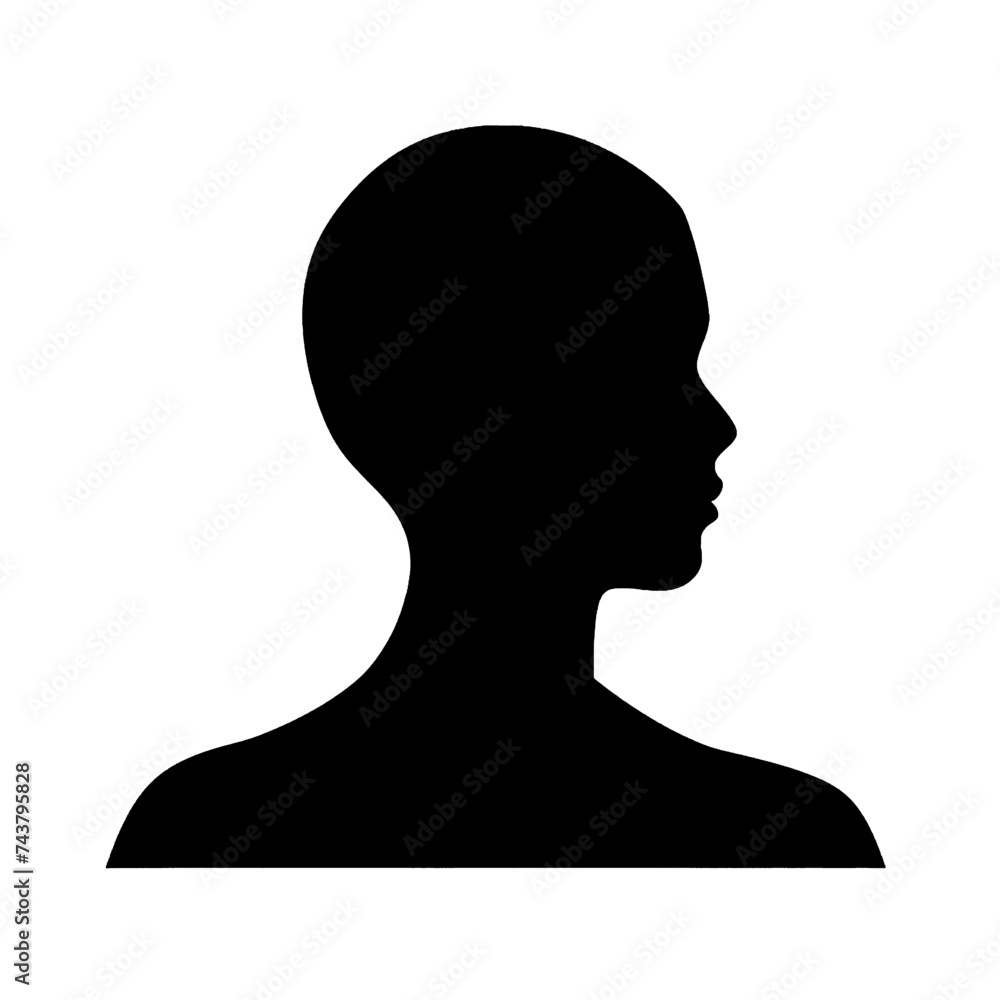 Black silhouette, tattoo of a human, person on white isolated background. Vector.