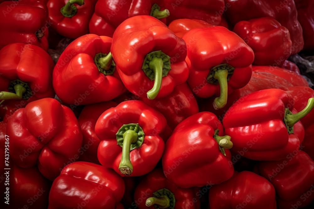 Red sweet pepper harvest close-up, top view. Concept of growing vegetable crops, organic healthy food and non-GMO vegetables. Red sweet pepper harvest close-up, top view. Concept of growing vegetable crops, organic healthy food and non-GMO vegetables.