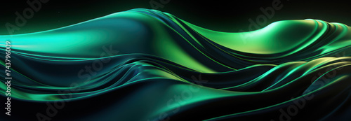 Green abstract 3D waves of fluid neon liquid 