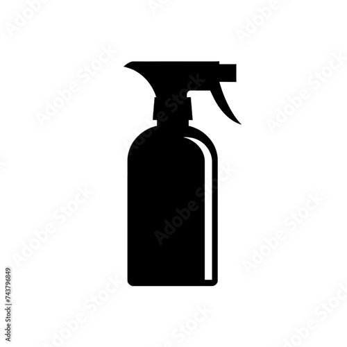 Black silhouette, tattoo of a spray bottle on white background. Vector.