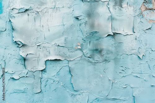 Beautiful Abstract Grunge Decorative Light Blue Cyan Painted Stucco Wall Texture.