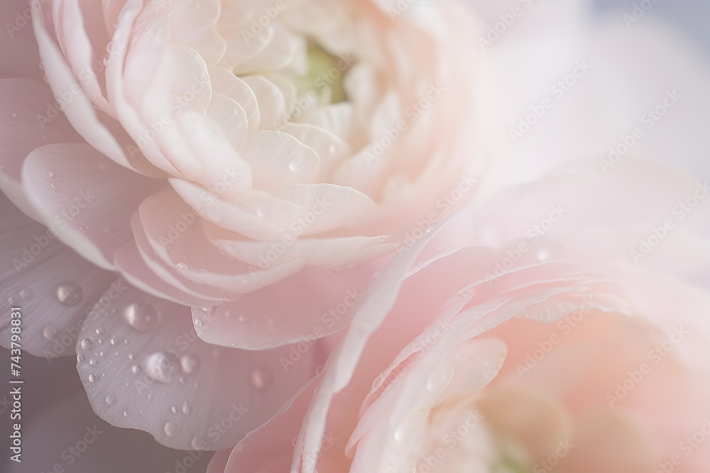 A detailed shot of a delicate pink flower adorned with sparkling water droplets, capturing its beauty in full bloom A detailed shot of a delicate pink flower adorned with sparkling water droplets, capturing its beauty in full bloom