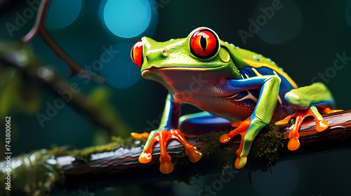 green frog jumping
