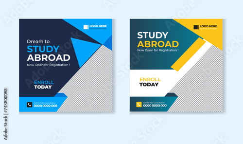 Study abroad social media post design template