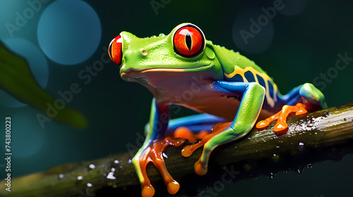 green frog jumping