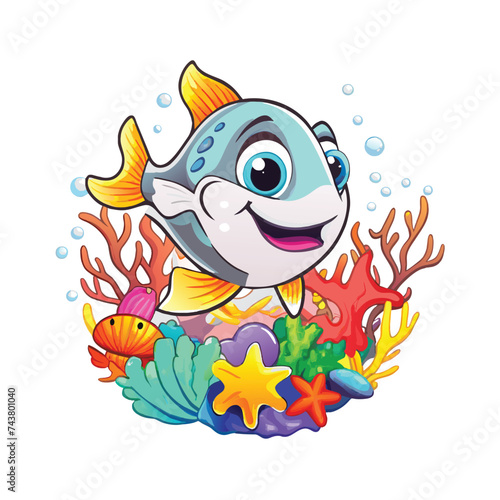 cartoon character fish vector © dejanira