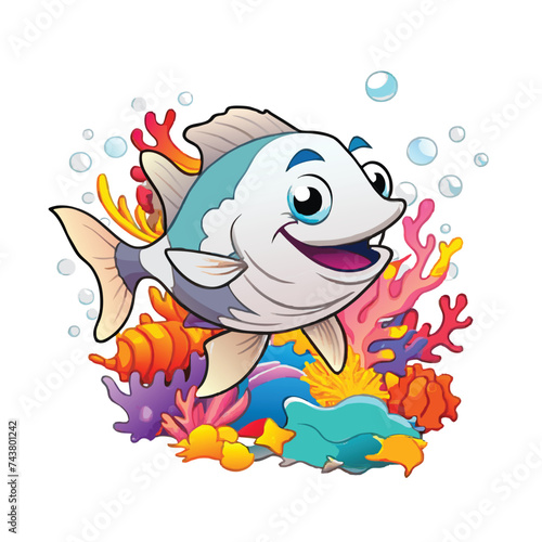 cartoon character fish vector