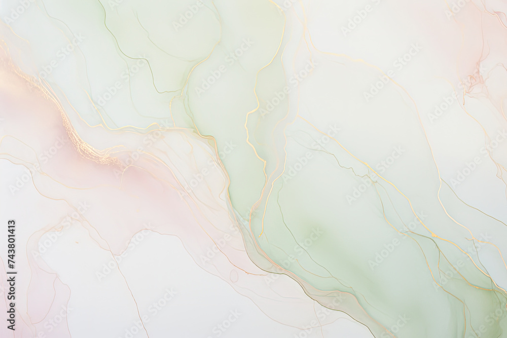 luxurious textures of a pink and green marble surface, highlighting the harmonious blend of colors and organic swirls