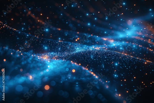 Future technology background composed of glowing particles, Internet communication technology concept illustration