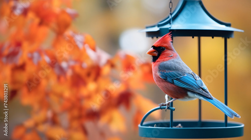 A Single Male Cardinal Bird Is Perching