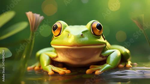 green frog jumping © xuan