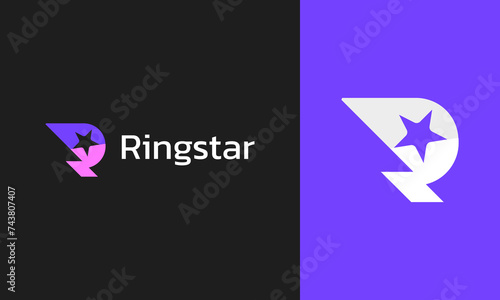 Modern R with star concept professional logo design vector