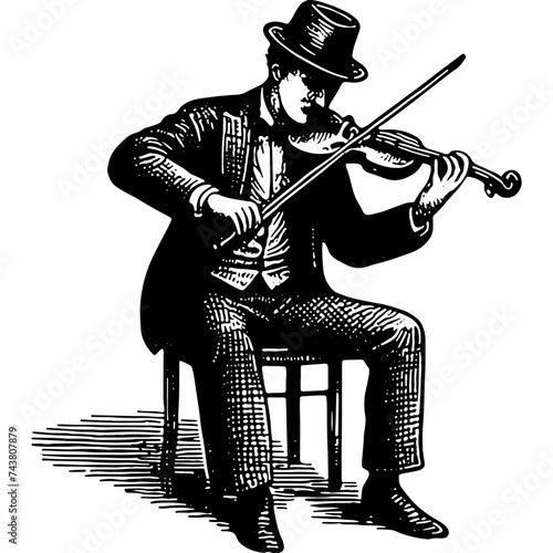 Old Fashioned Man Playing Violin