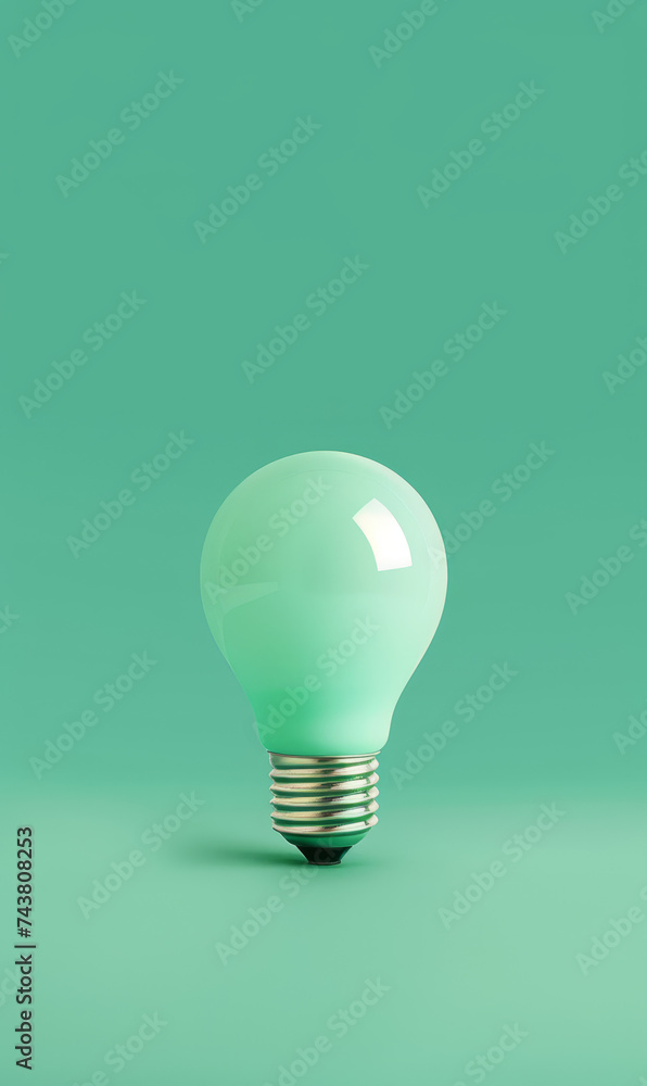 A white lightbulb against a green backdrop symbolising ideas and eco-friendliness. A white lightbulb against a green backdrop symbolising ideas and eco-friendliness.