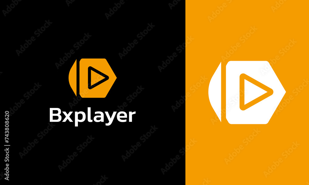 Letter B music player icon logo design template Letter B music player icon logo design template