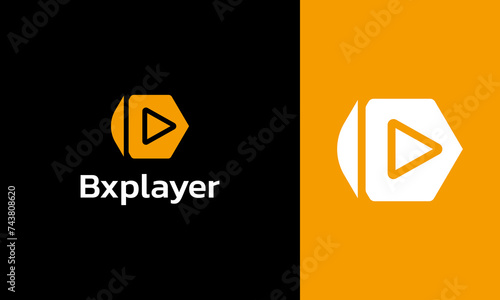 Letter B music player icon logo design template