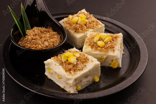 Maja Blanca is a Filipino Dessert Made of Coconut Milk and Corn, Thickened with Cornstarch. Filipino Coconut Milk Corn Pudding.