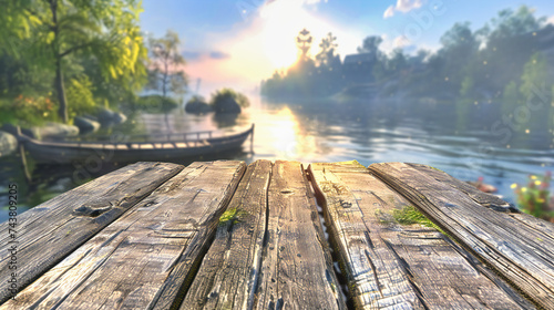 Lakeside Solitude: A Wooden Pier Extending into a Calm Lake, Offering a Moment of Peace and Reflection in Nature